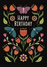 Pretty Birthday Card - Modern Folk Art Botanical - For Her created by Kirsty Miller