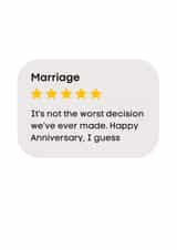 Funny Anniversary Card - For Husband or Wife - Marriage Review created by Dylan Sian Design