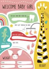 Cute New Baby Card - Baby Girl - Recordable Milestones created by Quinton cards