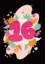 Cute Birthday Card - 16th Birthday - For Her created by Harkiran Kalsi