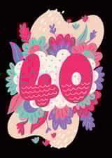 Pretty Birthday Card - 40th Birthday - For Her created by Harkiran Kalsi