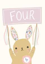 Cute Birthday Card - 4 Today - Bunny Rabbit created by Vicky Carpenter