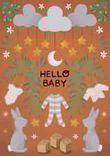 Unisex bunny and baby grow new baby card created by Art by Reebee
