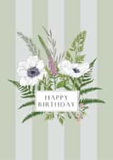 Happy Birthday Card - Pretty Striped Floral Posy created by Catherine Lewis Design