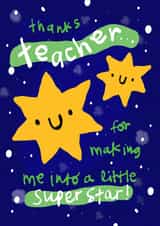 Cute Thank You Teacher Card - Super Stars created by The Playful Indian