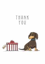 Cute Thank You Card - Sausage Dog - Dachshund - Present created by Lucy Driver