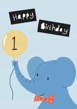 Cute Birthday Card - Age 1 - Elephant created by Lucy Driver