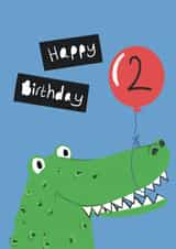 Cute Birthday Card - Age 2 - Crocodile created by Lucy Driver