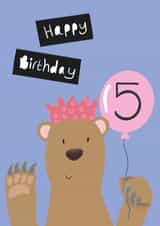 Cute Birthday Card - Age 5 - Little Bear created by Lucy Driver