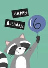 Cute Birthday Card - Age 6 - Racoon created by Lucy Driver