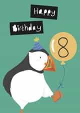 Cute Birthday Card - Age 8 - Little Puffin created by Lucy Driver