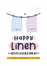 Cute Anniversary Card - 4th Wedding Anniversary - Linen created by Joanne Hawker