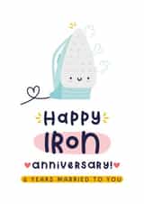 Cute Anniversary Card - 6th Wedding Anniversary - Iron created by Joanne Hawker