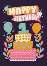 Cute Happy Birthday Card - 1 Year Old Birthday created by Harkiran Kalsi