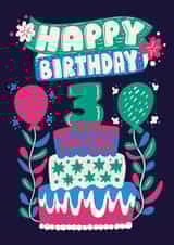 Cute Happy 3rd Birthday Card - 3 Year old created by Harkiran Kalsi