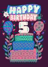 Cute Happy 5th Birthday Card - 5 Year old created by Harkiran Kalsi