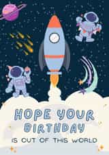Cool Children’s Birthday Card - Space Themed - Out Of This World. created by Five Bears Co