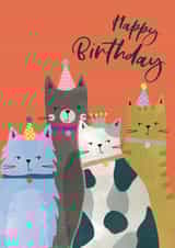 Cute Birthday Card - Cats in Hats created by Laura Darrington Design Ltd.