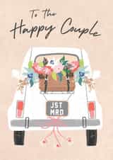 Arty Wedding Card - Wedding Car - Happy Couple created by Laura Darrington Design Ltd.