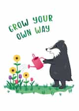 Cute Badger Birthday Card - Grow Your Own Way created by Fox & Finch