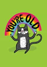 You're Old - Cheeky Birthday Card - Grumpy Cat created by Katie Abey
