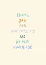 Typographic Thank You Card - Supporting Us in Our Marriage created by Rebecca Prinn