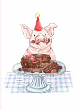 Cute Birthday Card - Birthday Pig - Party Animal created by Frankie Norman