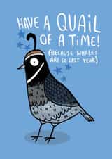 Funny Birthday Card - Have a Quail of a time! created by Katie Abey