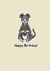 Dog with Flowers - Birthday Card for Loved One created by Elspeth Rose