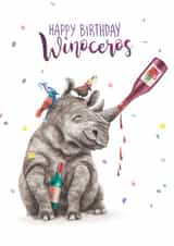 Cute Birthday Card - Rhinoceros - Winoceros created by Citrus Bunn