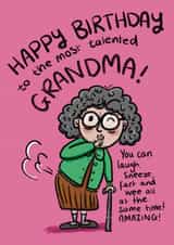 Funny Birthday Card - For Grandma - Fart, Wee & Sneeze created by Ivorymint cards