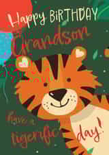 Cute Birthday Card - For Grandson - Tiger created by IC&G