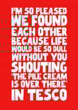Funny Anniversary Card - For Boyfriend/ Girlfriend - Pile Cream created by Pickled Prints