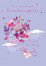 Pretty Birthday Card - For Granddaughter - Butterflies & Present created by IC&G