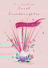 Classic Birthday Card - For Great Granddaughter - Cake & Candles created by IC&G