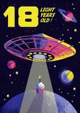 Cool 18th Birthday Card - Sci Fi Space ship - Light Years Old created by Rocket68