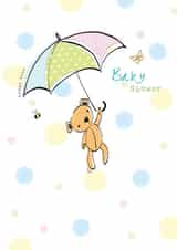 Cute Baby Shower Card - Teddy Bear Umbrella - Unisex created by Clare Joys