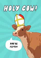 Holy Cow You’re Fifty! Funny Birthday Card created by KikiDoodles