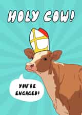Funny Engagement Card - Holy Cow - You’re Engaged! created by KikiDoodles