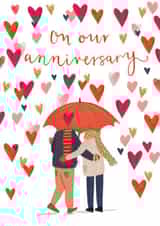 Cute Anniversary Card - Couple With Umbrella - On Our Anniversary created by Louise Tiler