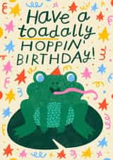 Cute Birthday Card - Fun Toad Pun - Illustration created by Nikki Miles