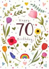 Pretty 70th Birthday Card - For Her - Floral Illustration created by Love Lucy Illustration