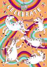 Cute Birthday or Congratulations Card - Rainbow Unicorns created by Jess Hislop