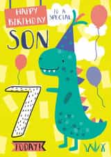 Cute Birthday Card - For Son - 7th Today - Dinosaur created by Juniper and Rose Studio