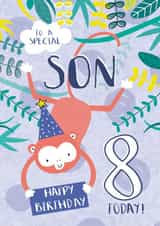 Cute Birthday Card - For Son - 8 Today - Cheeky Monkey created by Juniper and Rose Studio