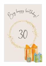 Classic 30th Birthday Card - Big Birthday - Watercolour Presents created by Heather Trefusis Art