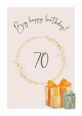 Classic 70th Birthday Card - Big Happy Birthday - Watercolour Presents created by Heather Trefusis Art
