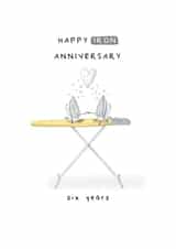 Cute 6th Wedding Anniversary Card - Iron Milestone - Six Years - 6th created by Larry the Match