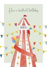 Classic Birthday Card - Helter Skelter - Fun Fair Watercolour created by Heather Trefusis Art