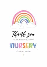 Cute Thank You Card - Rainbow - For Nursery Keyworkers created by Silly Prints